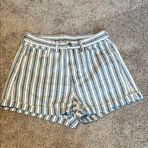 American Eagle Outfitters Blue and White Jean Shorts with Vertical Stripes